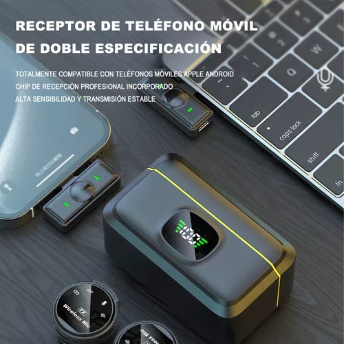Micrófono De Solapa generico Inalámbrico compatible Para iPhone, iPad Y Android.