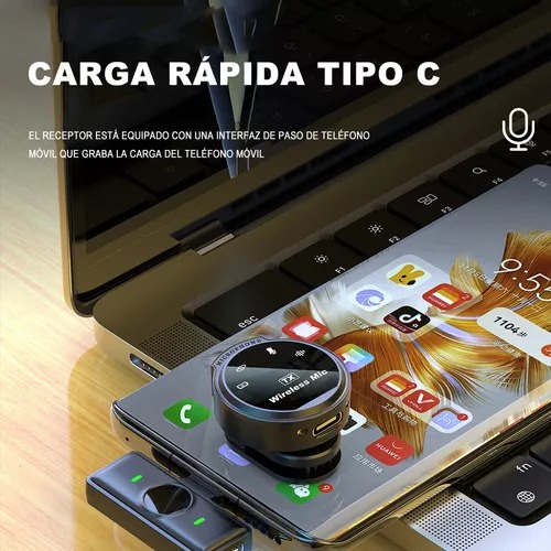 Micrófono De Solapa generico Inalámbrico compatible Para iPhone, iPad Y Android.