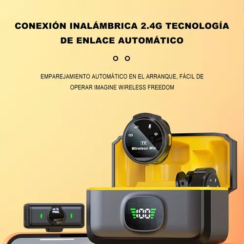 Micrófono De Solapa generico Inalámbrico compatible Para iPhone, iPad Y Android.
