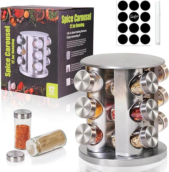Tucorresi Organizador Giratorio De Especias Para Encimera, Especieros para Cocina, Especiero Giratorio,