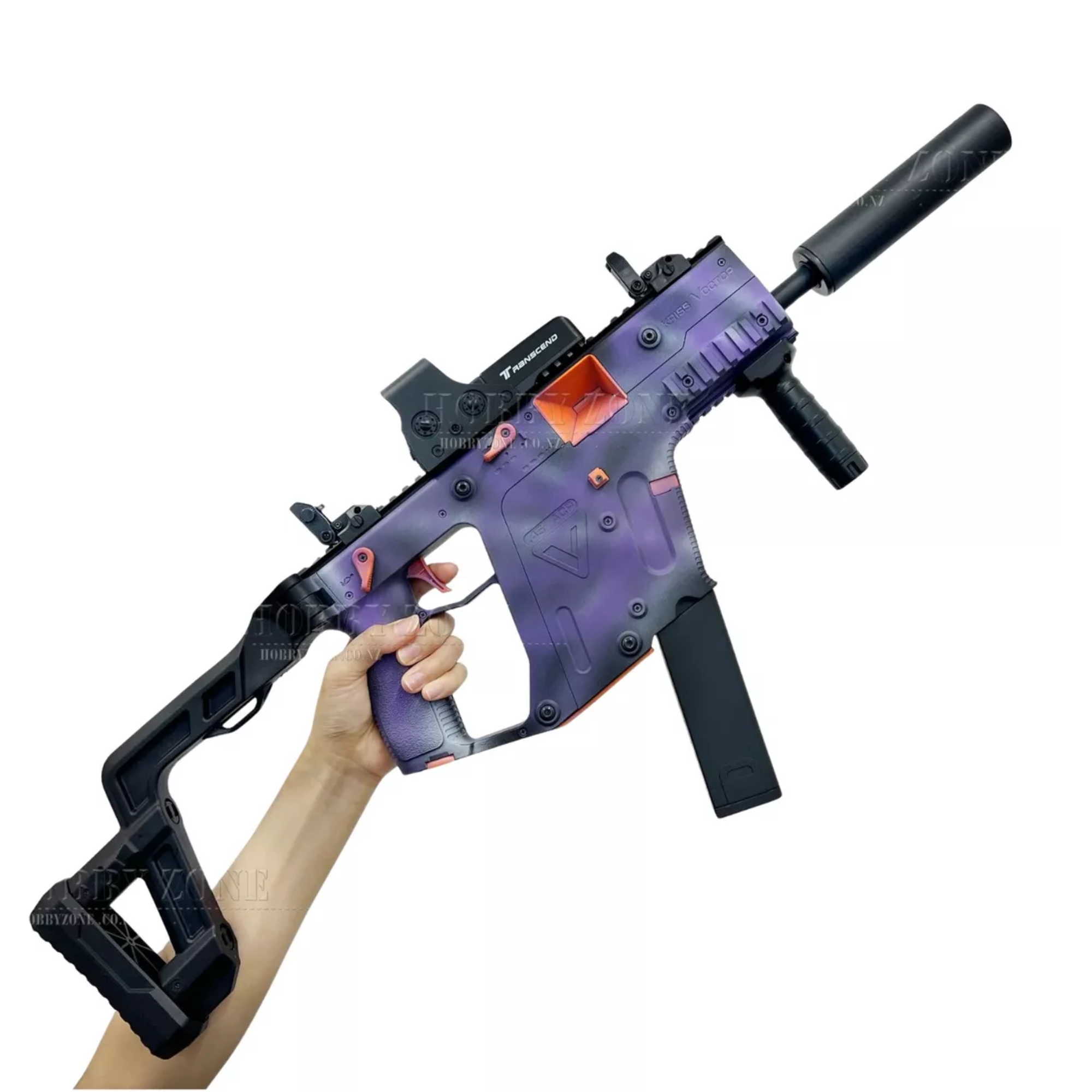 Ametralladora Vector Juguete Lanzador De Hidrogel Trazadora Color Morado.