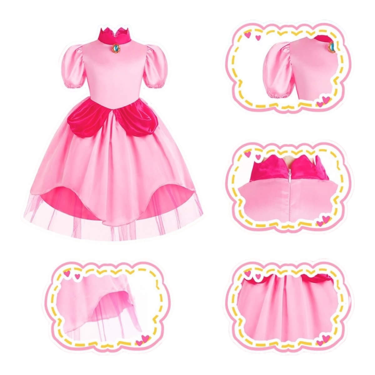 Disfraz De Princesa Peach Para Niña, Disfraz De Fiesta De Cumpleaños Mario Bros.