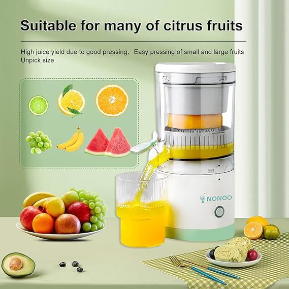 A Tucorresi  - Exprimidor eléctrico manual de cítricos, máquinas exprimidor de naranja portátil recargable con USB y cepillo para polvo de limpieza para exprimidor de frutas y verduras.