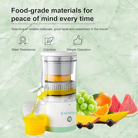 A Tucorresi  - Exprimidor eléctrico manual de cítricos, máquinas exprimidor de naranja portátil recargable con USB y cepillo para polvo de limpieza para exprimidor de frutas y verduras.