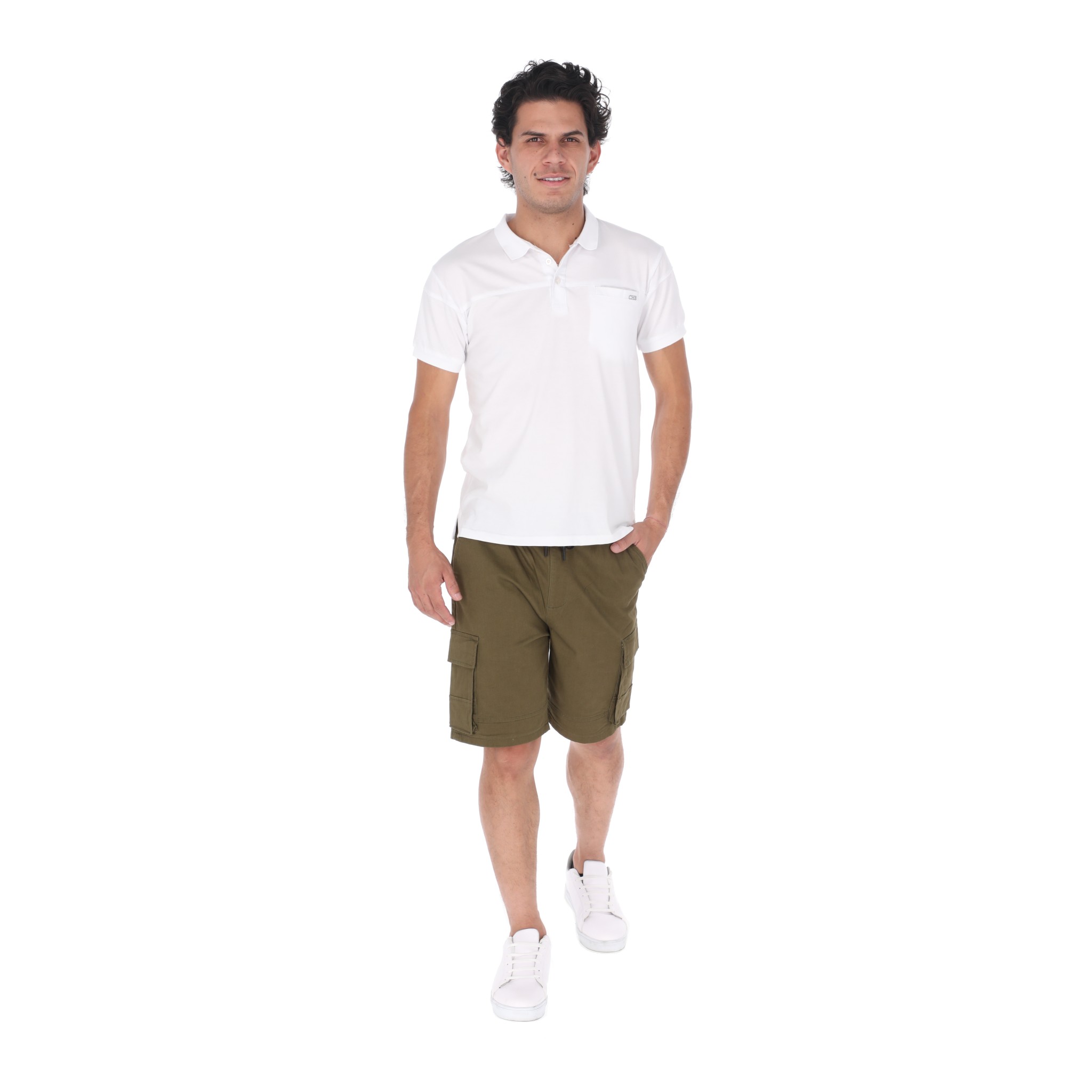 Bermuda De Gabardina Estilo Cargo Color Verde Militar CHB Chili Beans Clothing Co..