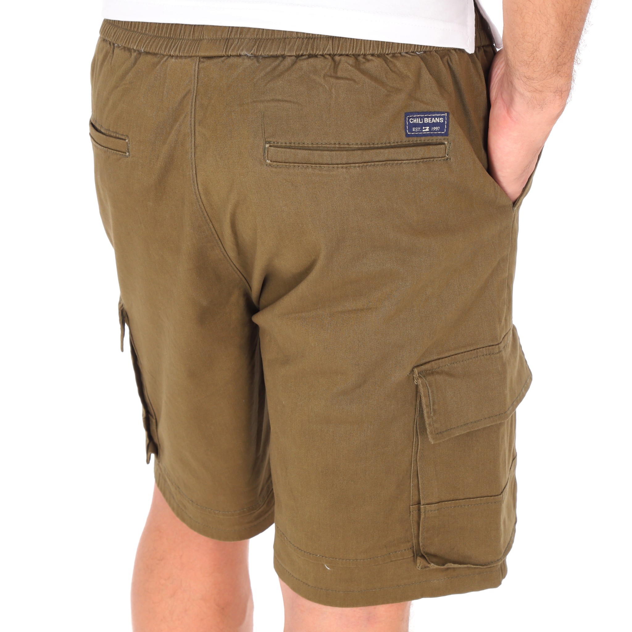Bermuda De Gabardina Estilo Cargo Color Verde Militar CHB Chili Beans Clothing Co..