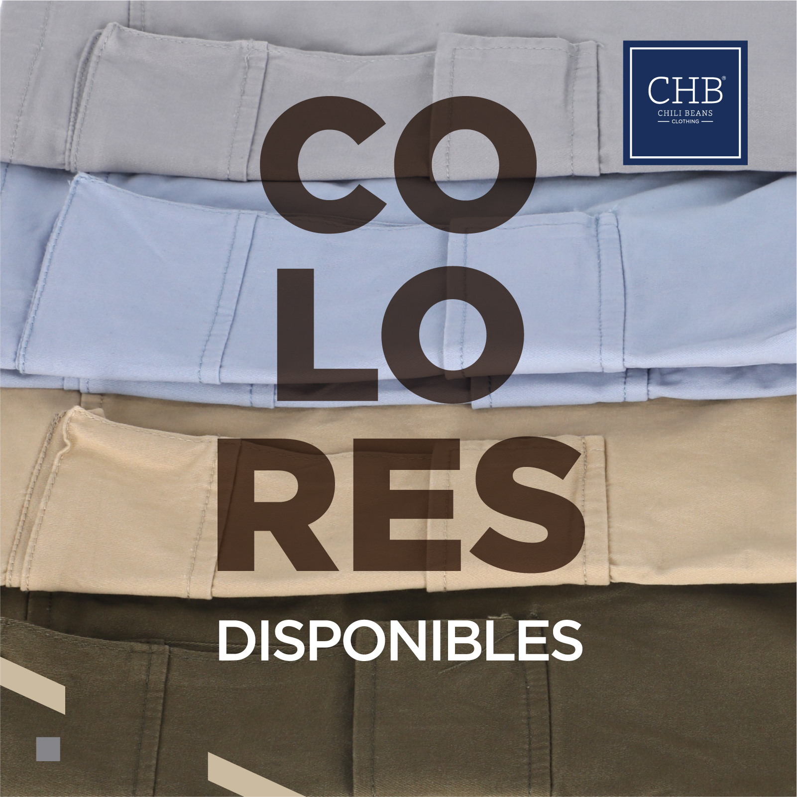 Bermuda De Gabardina Estilo Cargo Color Verde Militar CHB Chili Beans Clothing Co..