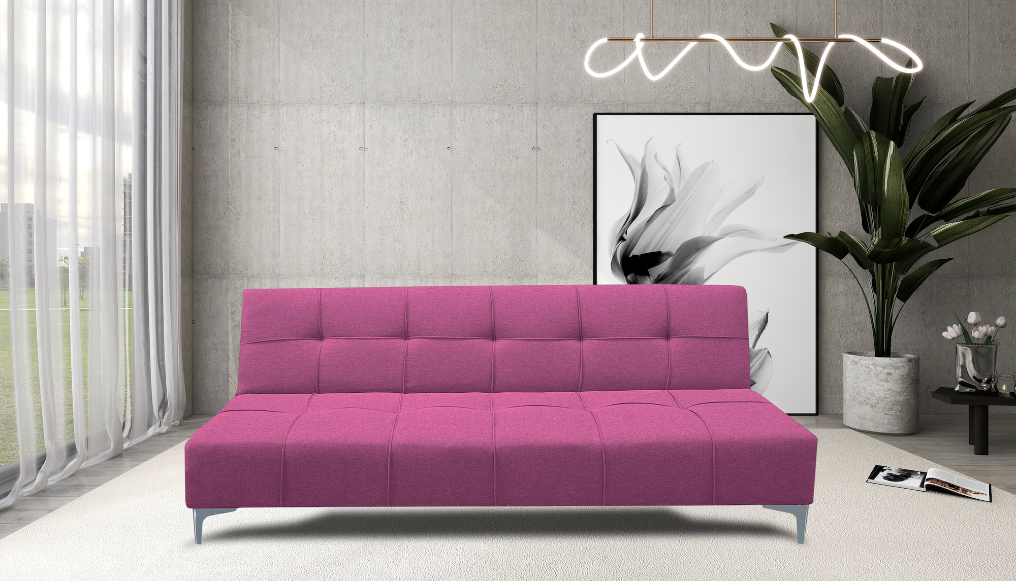 Sofa Cama Reclinable El Bazar Store New York Rosa , Futon 3 posiciones, Sala.
