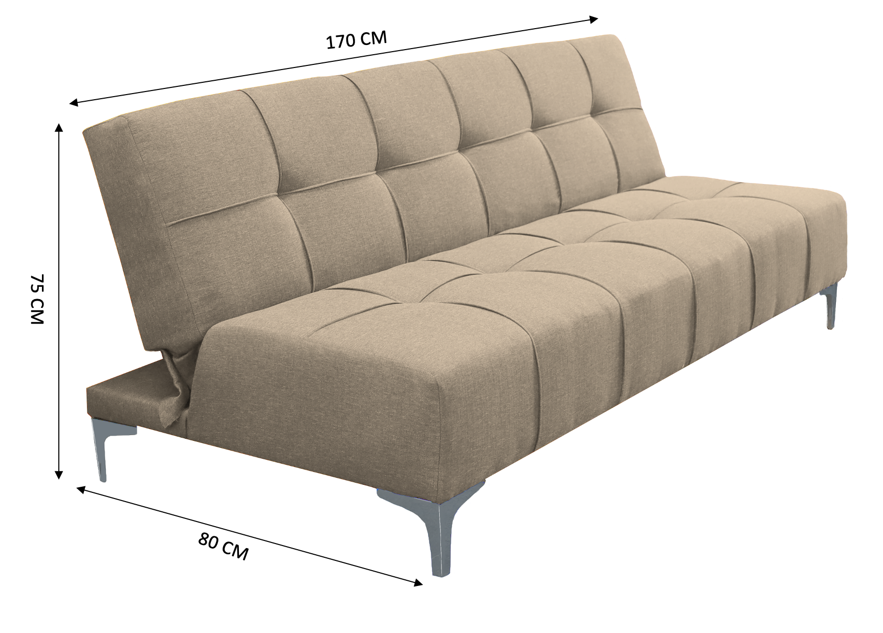 Sofa Cama Reclinable El Bazar Store New York Beige , Futon 3 posiciones, Sala.