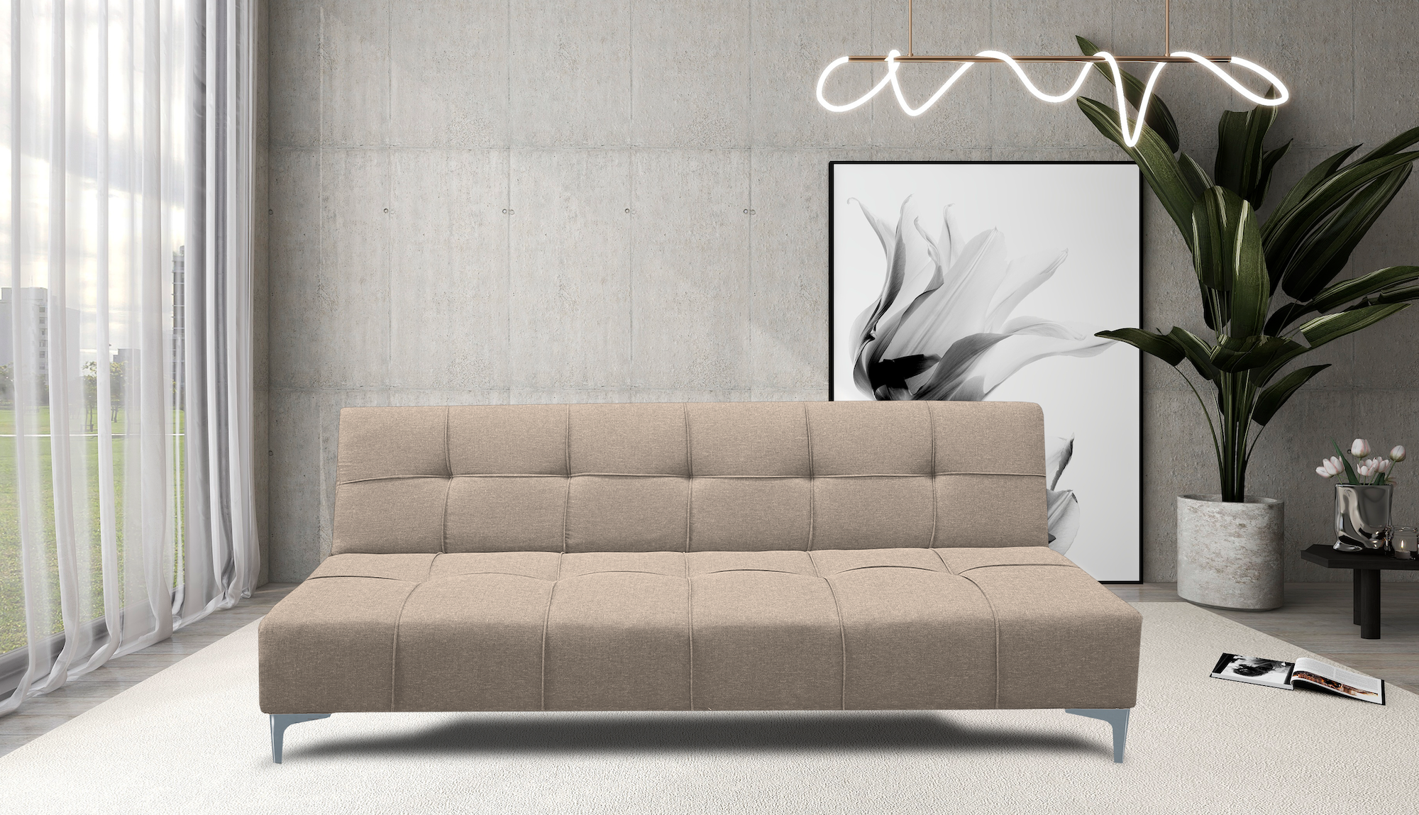 Sofa Cama Reclinable El Bazar Store New York Beige , Futon 3 posiciones, Sala.
