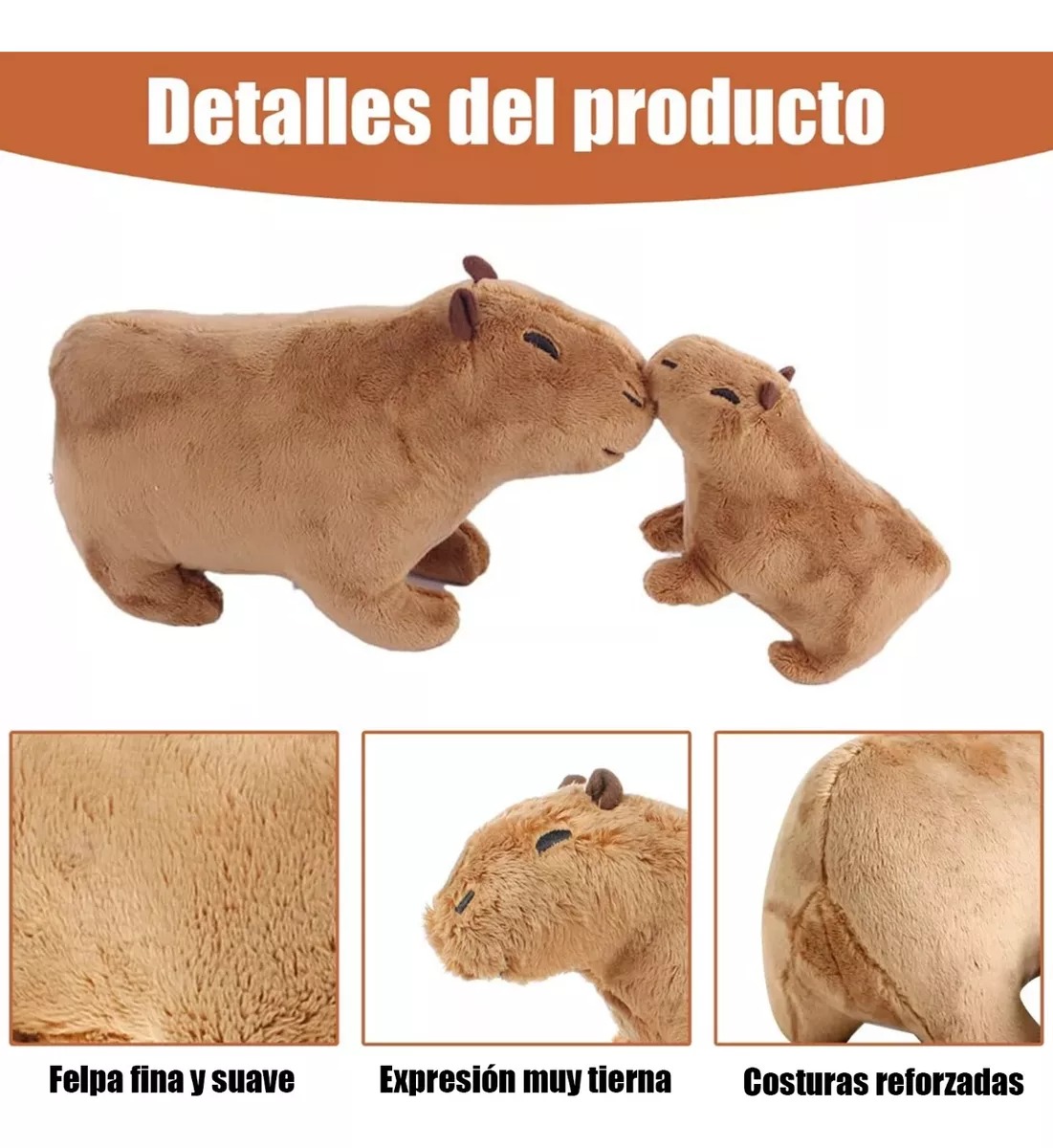 2 Pcs Peluche Capibara Kawaii Regalos Para Niños Y Bebes.