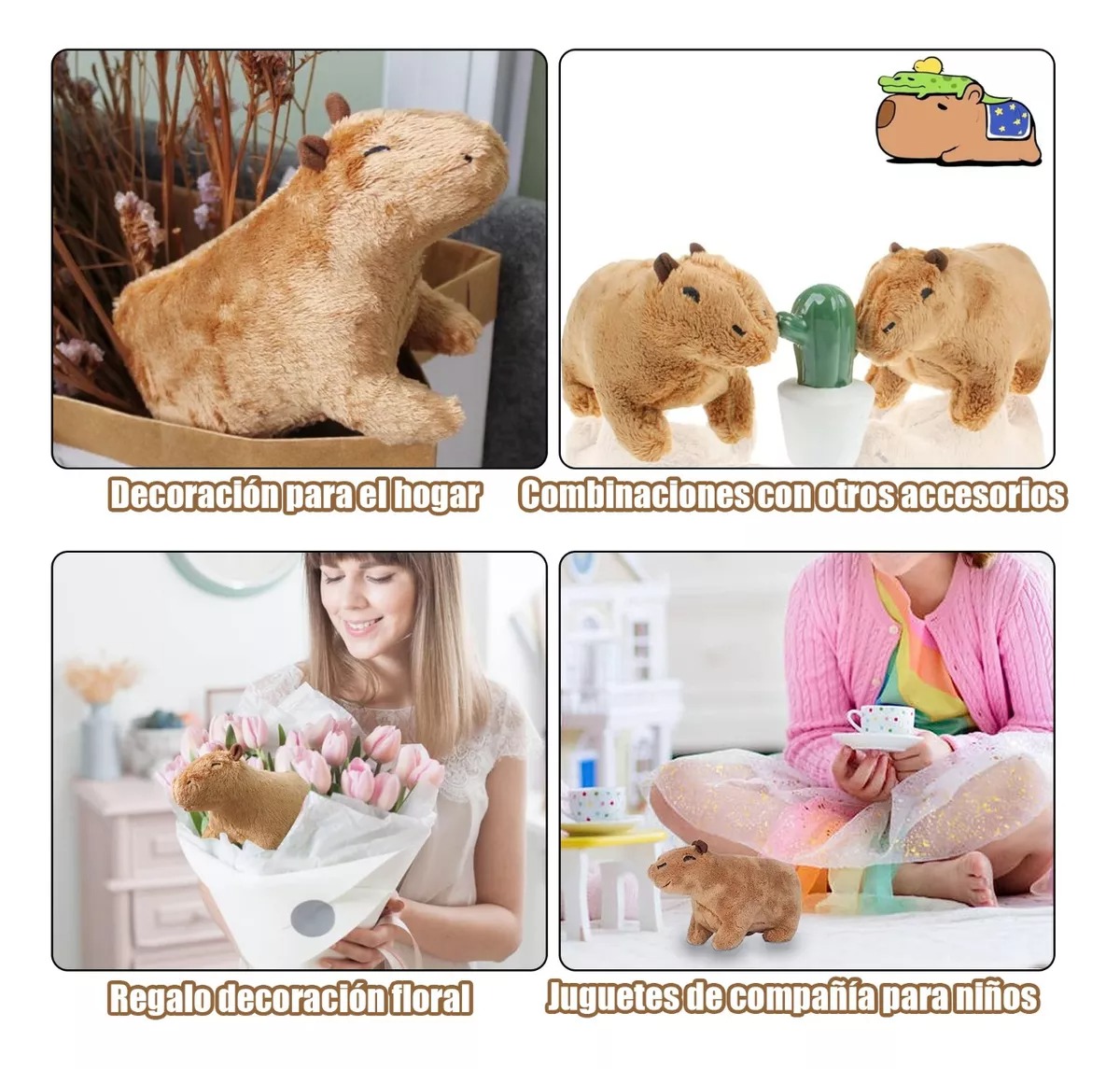 2 Pcs Peluche Capibara Kawaii Regalos Para Niños Y Bebes.