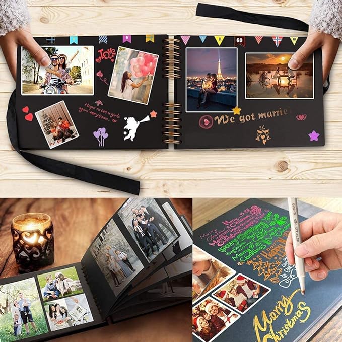 A álbumes de memoria de bricolaje 40 páginas papel Álbum de recortes para fotos A4 11.4x8.3 pulgadas regalo de bebé de aniversario de boda familiar Marca: WAGADA.