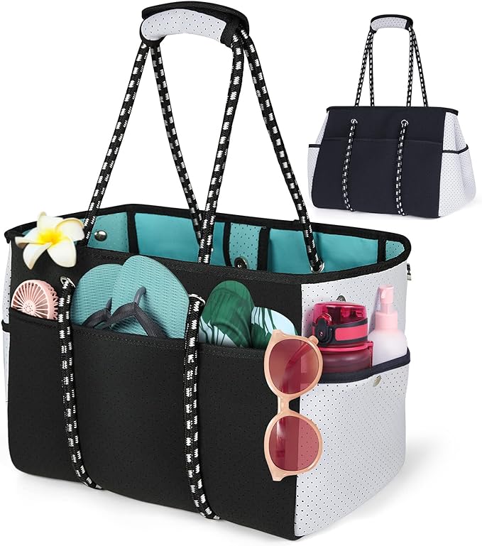 A NUBILY Bolsa de Playa Mujer 30L Bolsa Playa de Neopreno Impermeable Bolsas Tote de Playa Bolso de Hombro para Mujer.