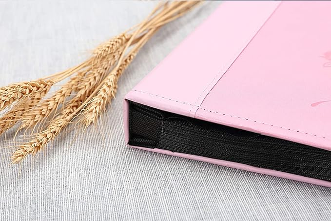 A Artmag Álbum de fotos de 4 x 6 con 400 fotos, capacidad extragrande, cubierta de piel, para boda, familia, álbum de fotos con capacidad para 400 fotos verticales de 4 x 6 pulgadas con páginas negras (rosa).