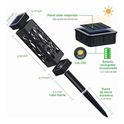 6pzs Luz Solar Al Aire Libre Impermeable Jardín Luz.