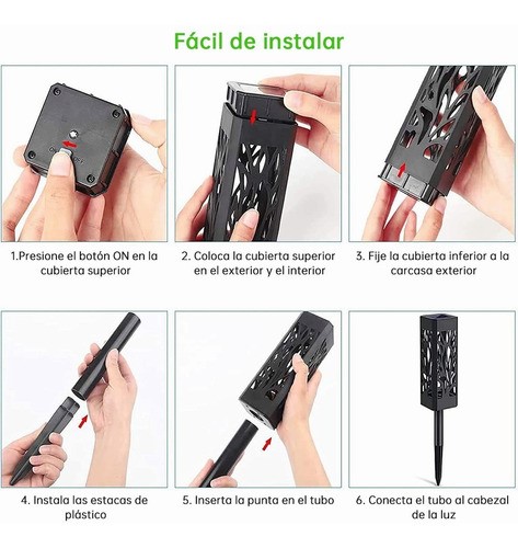 6pzs Luz Solar Al Aire Libre Impermeable Jardín Luz.