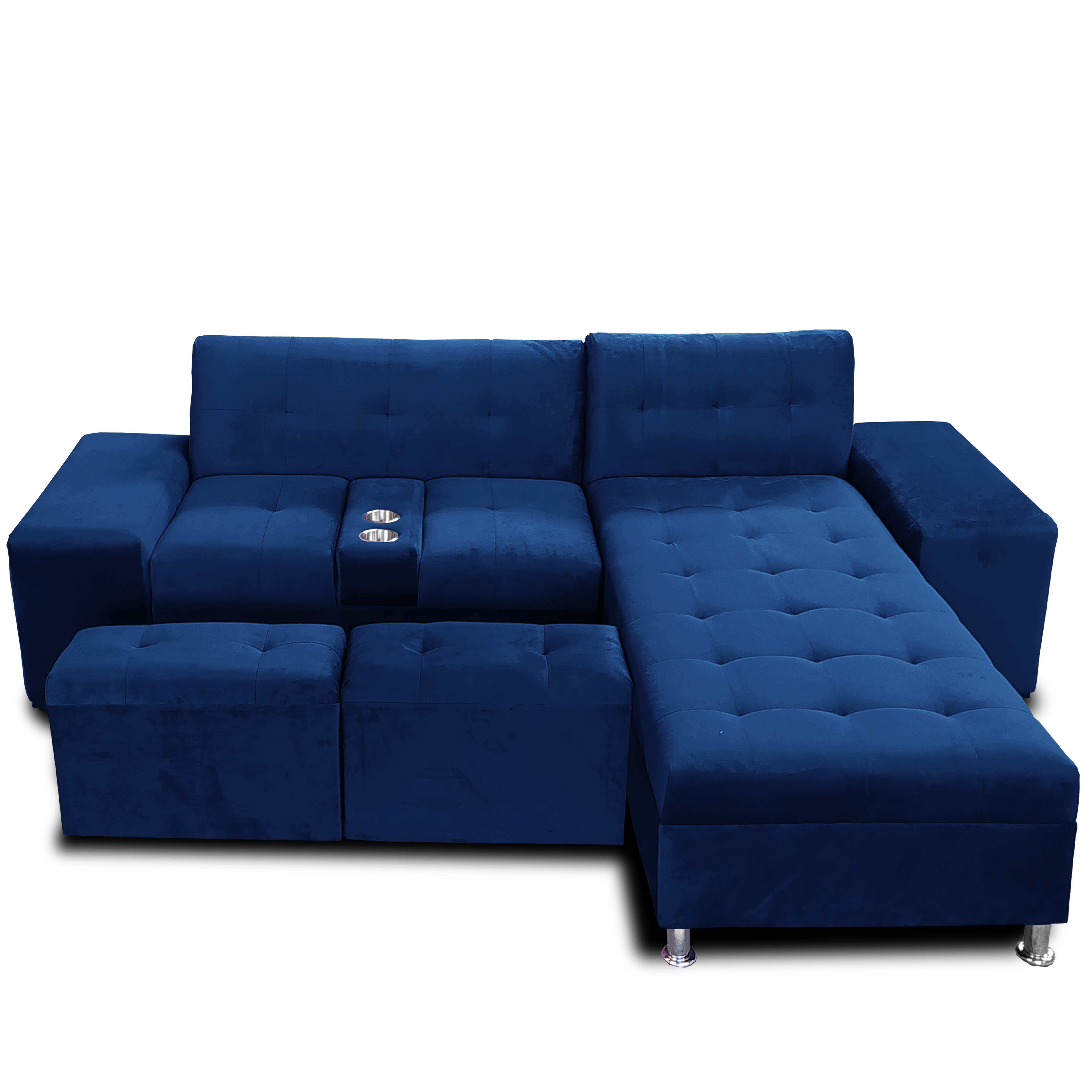 Sala Bowie c/ taburetes tela suave color Azul Marino Maderian  // ENTREGA EN CDMX Y ZONA METROPOLITANA.
