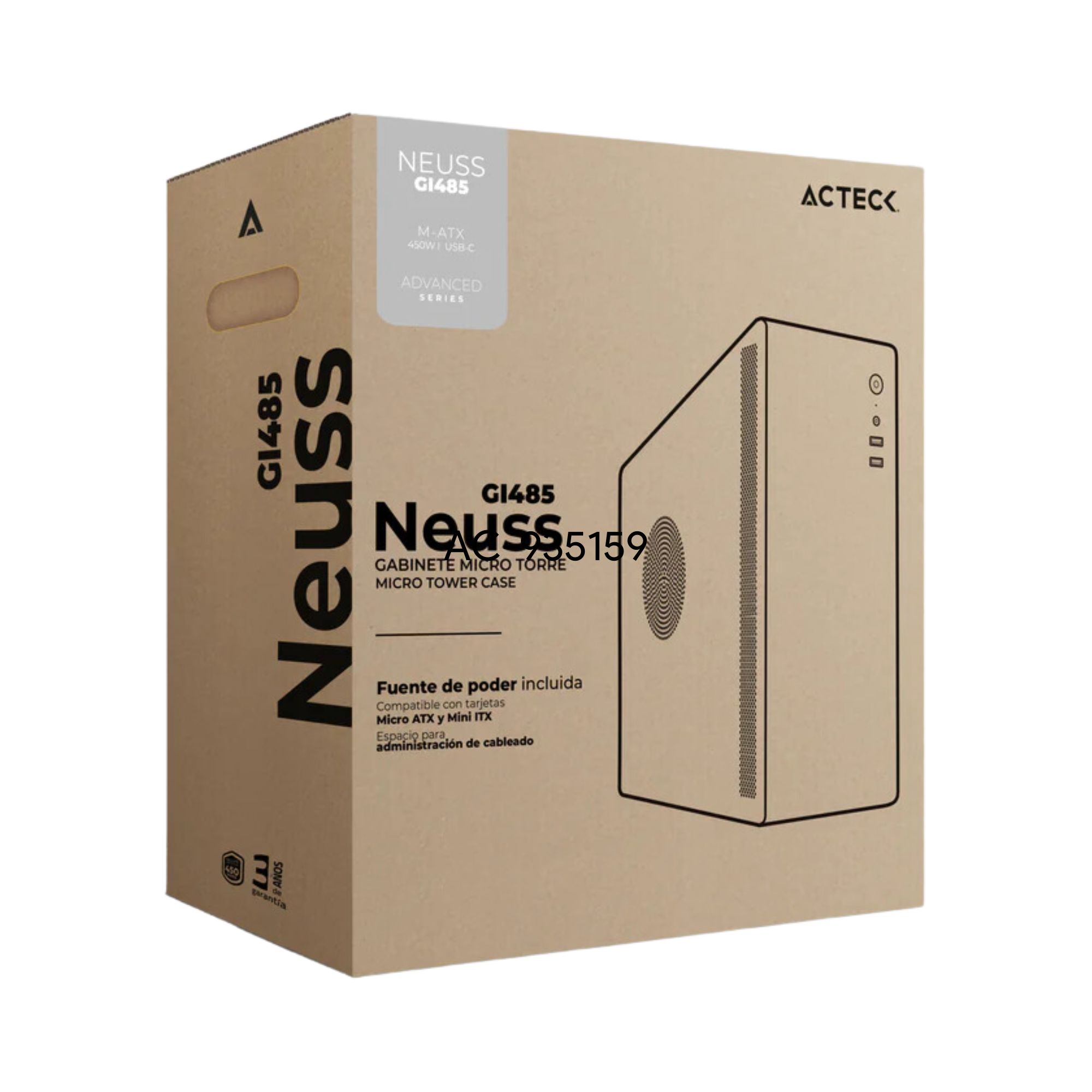 Gabinete Acteck Neuss GI480, micro-ATX, Fuente ATX de 450 W, Blanco.