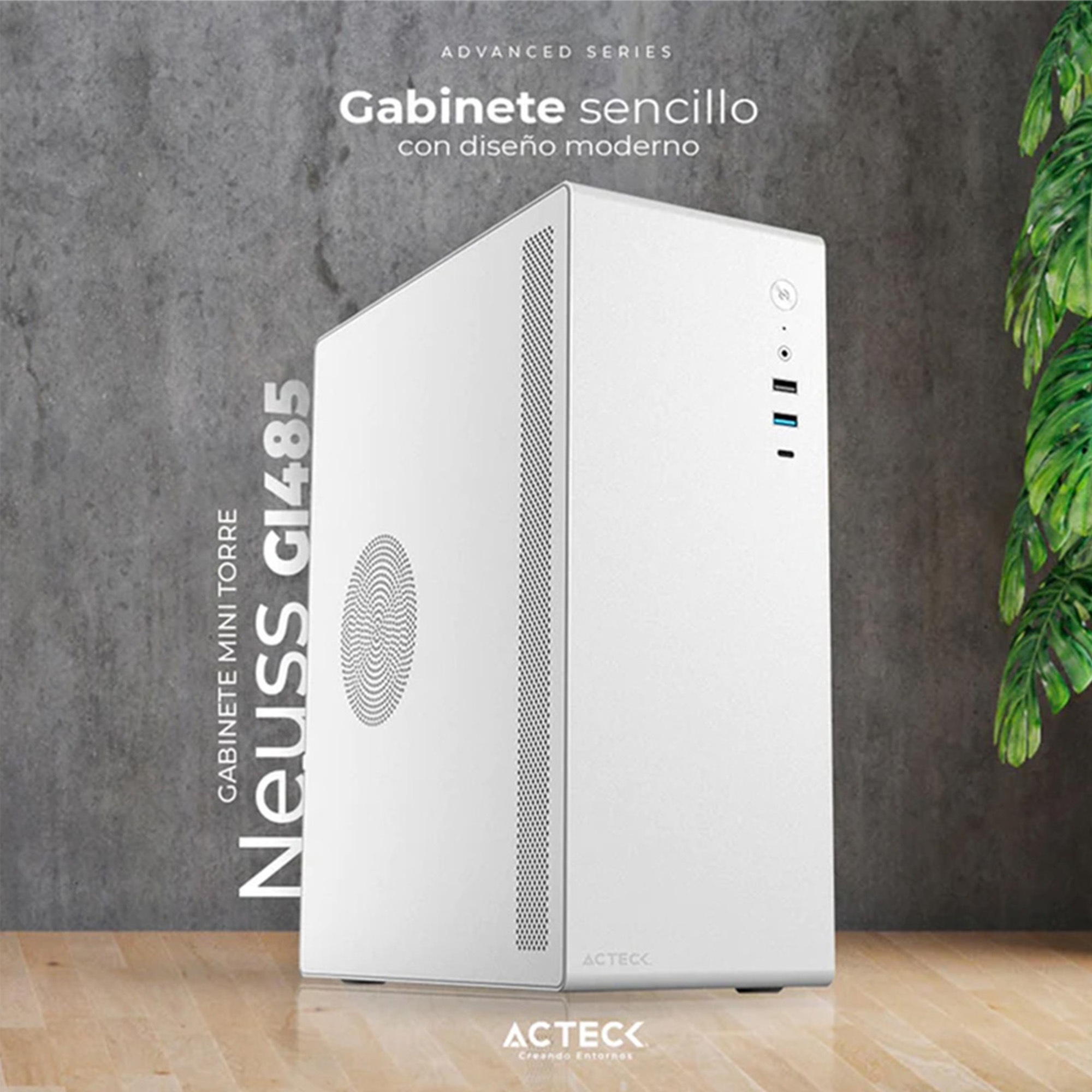 Gabinete Acteck Neuss GI480, micro-ATX, Fuente ATX de 450 W, Blanco.
