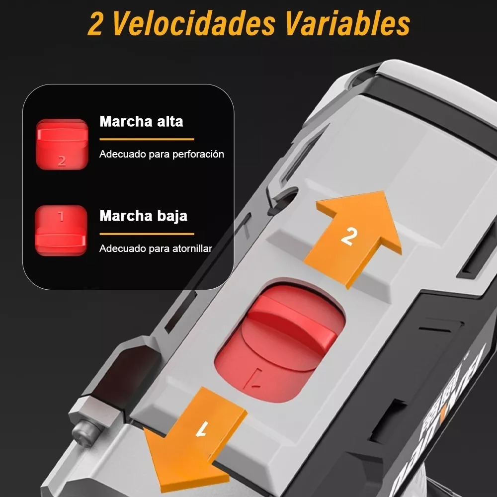 Taladro Atornillador Inalámbrico Nanwei 2batería D Litio 21v Color Gris.