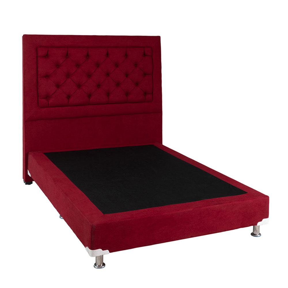 Colchon Matrimonial Spring Air Omega Con Cabecera Mary y Box Rojo.