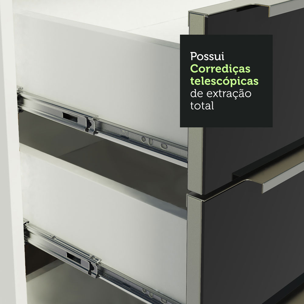 Gabinete Bajo Cocina Madesa Lux 3 Cajones Con Encimera BN.