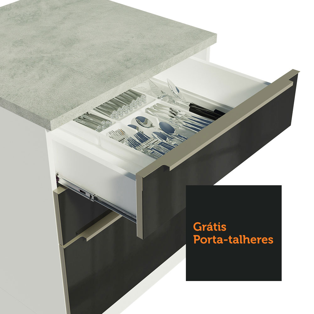 Gabinete Bajo Cocina Madesa Lux 3 Cajones Con Encimera BN.