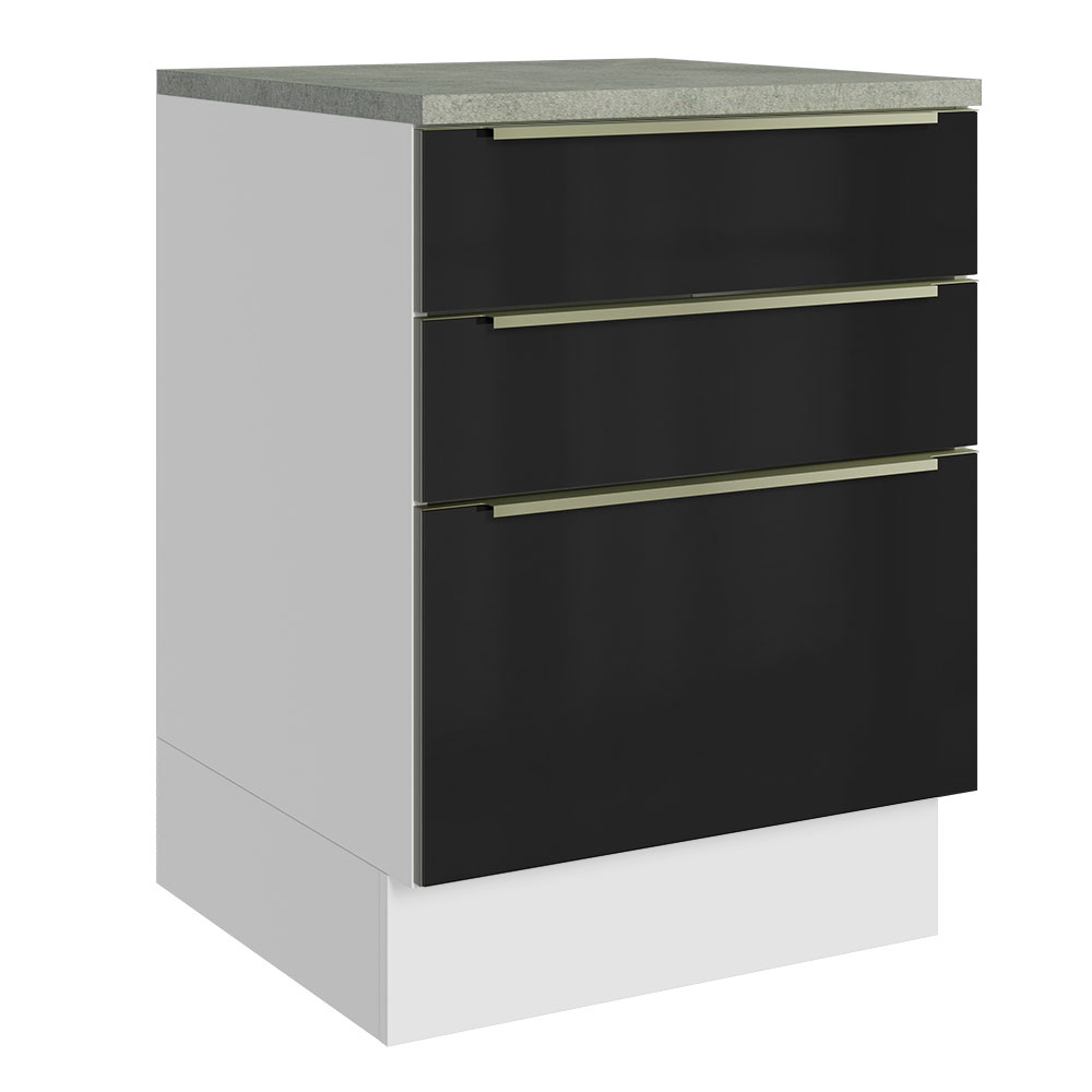 Gabinete Bajo Cocina Madesa Lux 3 Cajones Con Encimera BN.