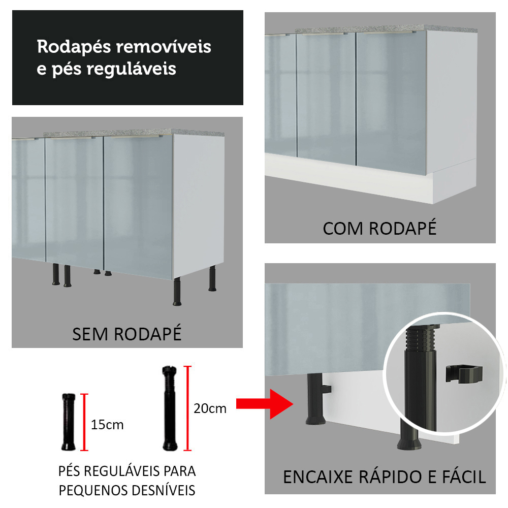 Gabinete Bajo Cocina Madesa Lux 3 Cajones Sin Encimera BG.