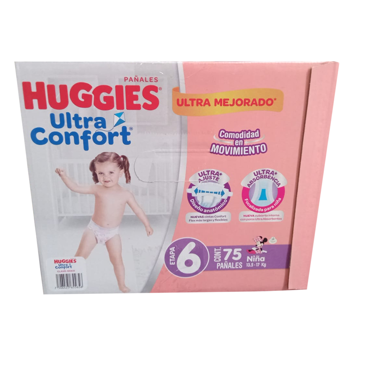 Pañales Huggies Ultraconfort Etapa 6 Niña 75 Pañales.