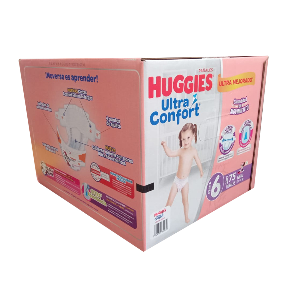 Pañales Huggies Ultraconfort Etapa 6 Niña 75 Pañales.