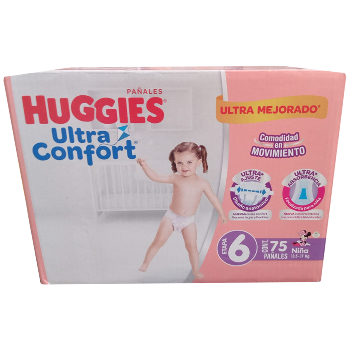 Pañales Huggies Ultraconfort Etapa 6 Niña 75 Pañales.