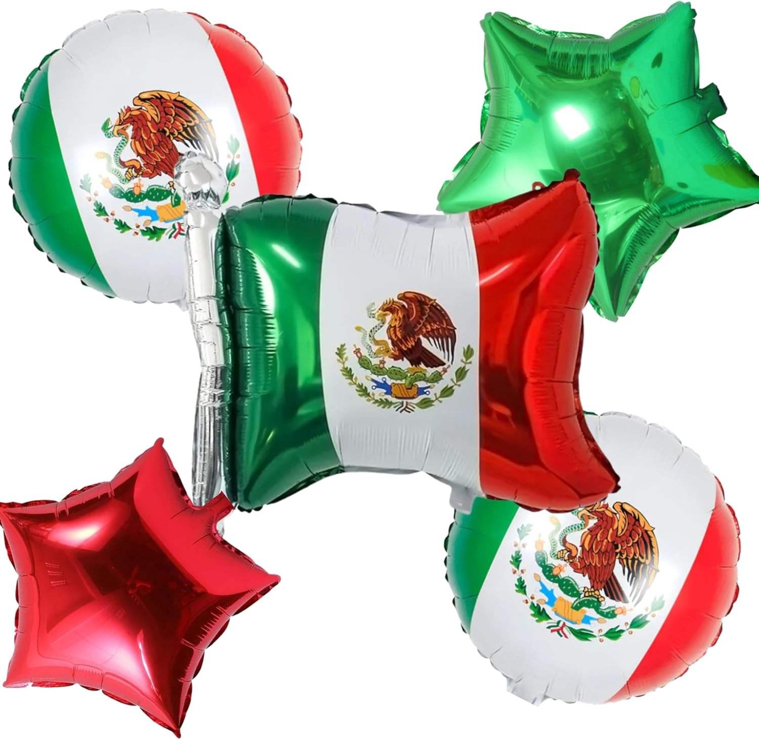 Set 5 Globos Metálico Viva México Fiesta y Decoración.