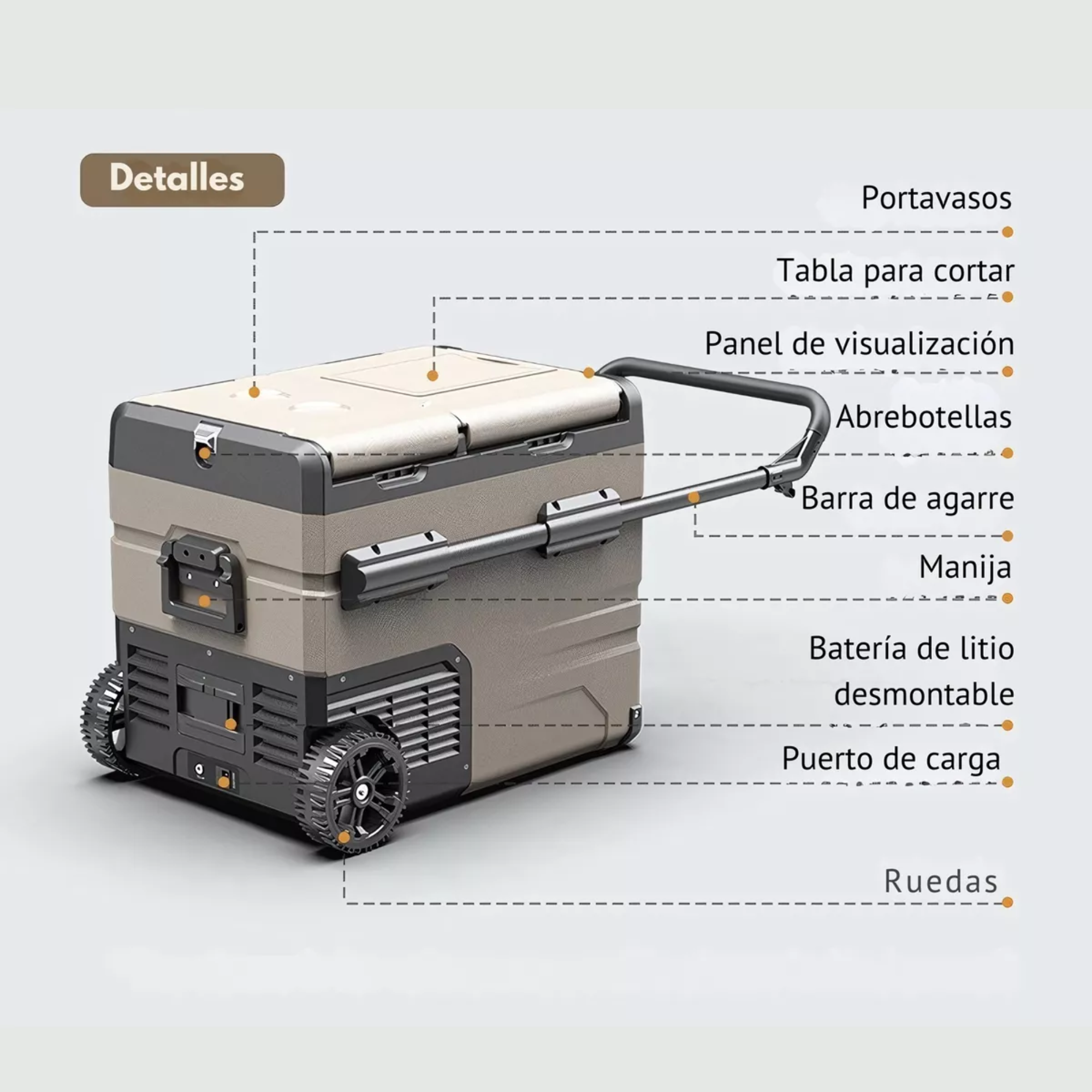 Mr. Gadgets Refrigerador Hielera Portátil Con Batería 36.7 L 12v -20º C Refrigerador Portátil con Batería Hielera Portátil con Congelador Refrigerador Eléctrico, Enfriador Portátil con Batería