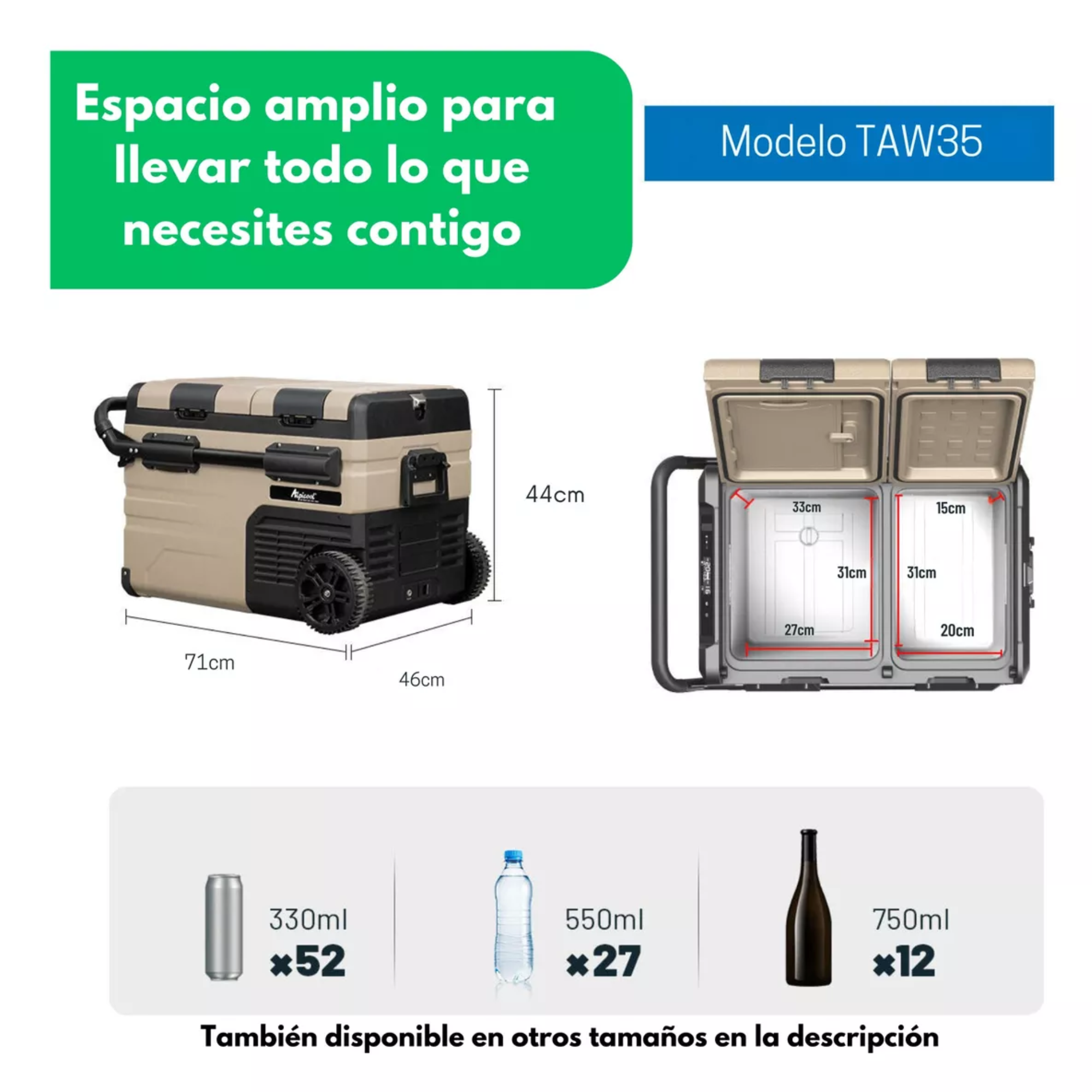 Mr. Gadgets Refrigerador Hielera Portátil Con Batería 36.7 L 12v -20º C Refrigerador Portátil con Batería Hielera Portátil con Congelador Refrigerador Eléctrico, Enfriador Portátil con Batería
