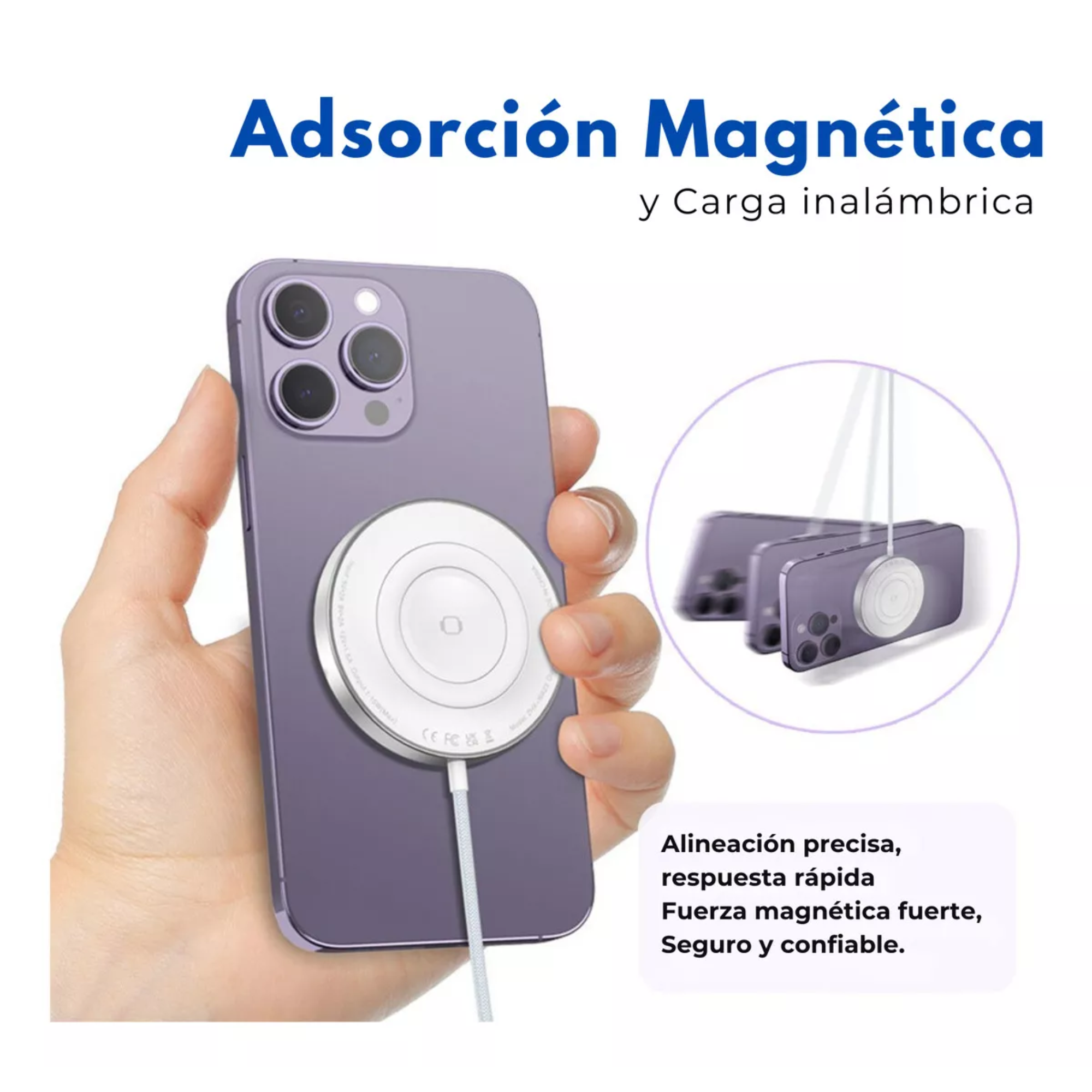Mr. Gadgets Cargador Inalámbrico 3 En 1 Para iPhone Magsafe Compatible Con Apple Watch Carga Simultanea: iPhone, Apple Watch y AirPods Color Blanco