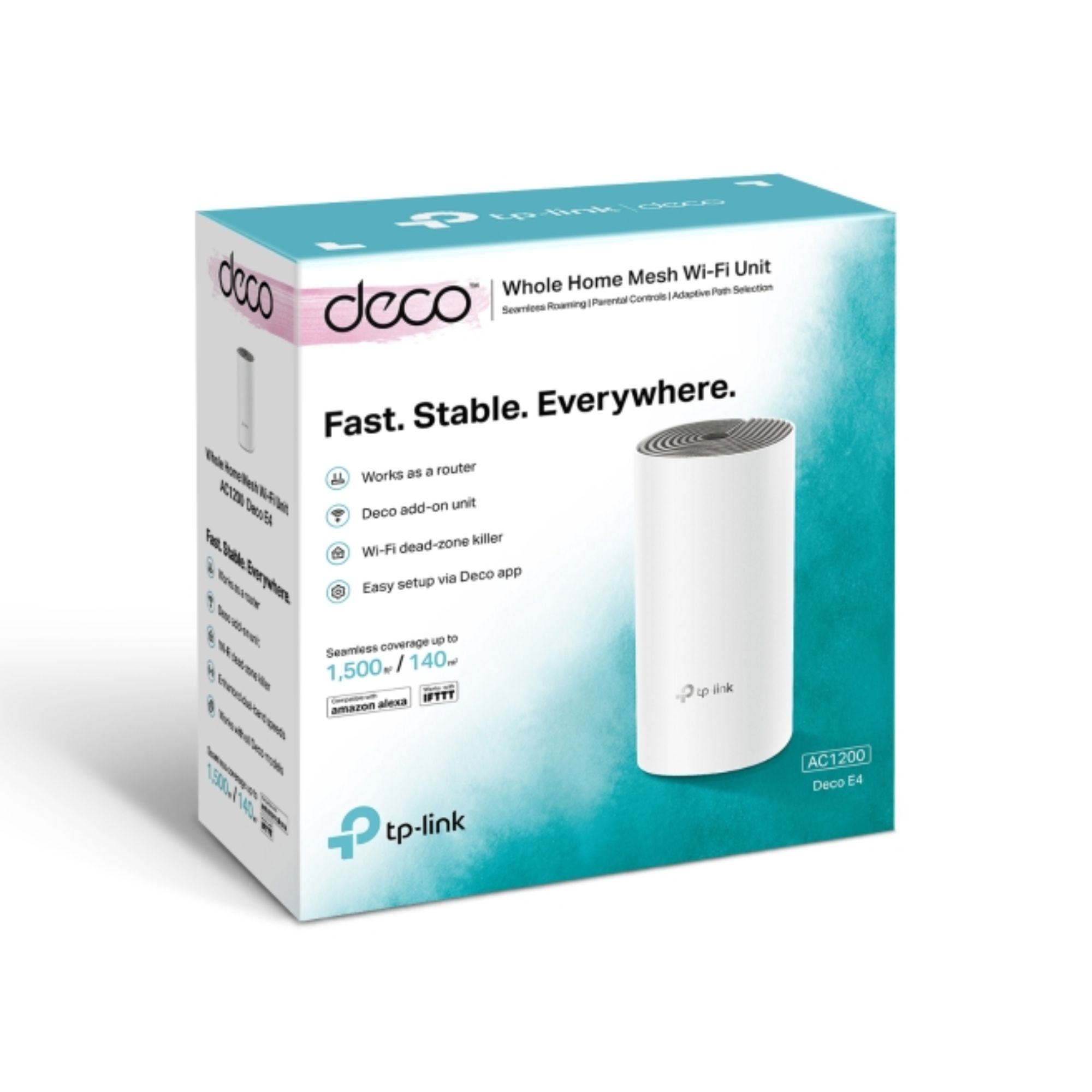 Sistema Wi-Fi Mesh TP-Link Deco E4 (1-pack), AC1200, de doble banda, Blanco.