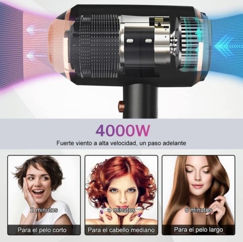 Secadora de cabello Kemei KM-8896 negra 110V/220V