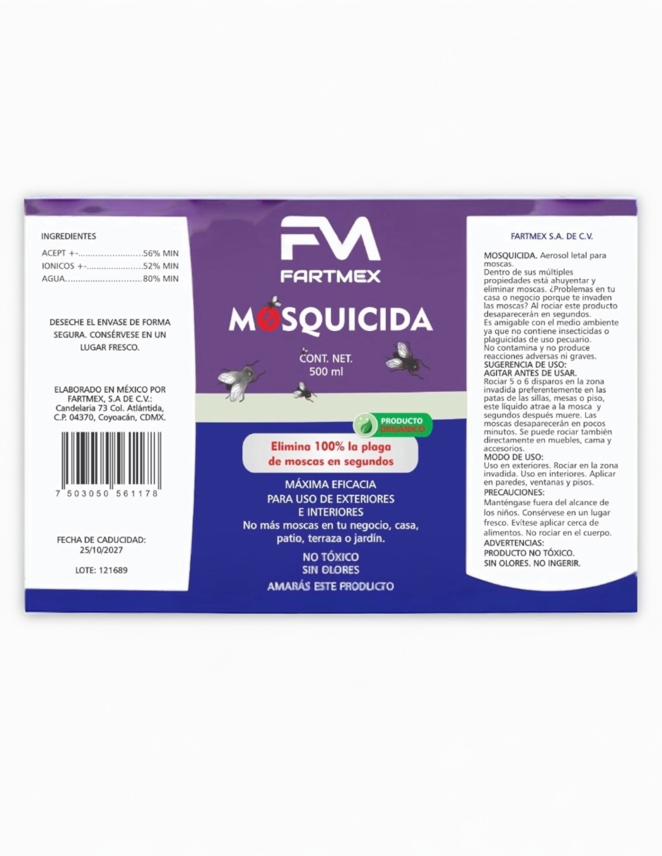 Mosquicida Elimina 100% La Plaga De Moscas En Segundos 500ml.
