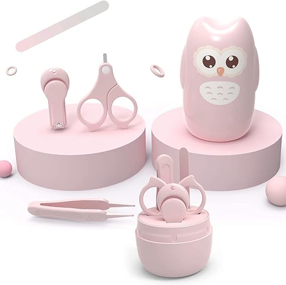 A Kit de Uñas para Bebés, Cortaúñas para Bebés, Pinzas, Lima de Uñas, Tijeras, Juego de Cuidado de Uñas para Bebés 4 En 1 Con Mini Estuche Con Forma de Búho, Kit Seguro de Manicura para Bebés Y Kit de Pedicura para Recién Nacidos, Bebés, Niños Pequeños.