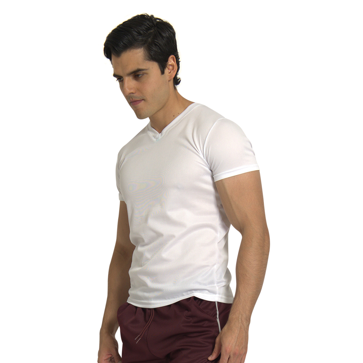 Playera Deportiva Manga Corta Cuello V Color Blanca Para Hombre CHB Chili Beans Clothing Co..
