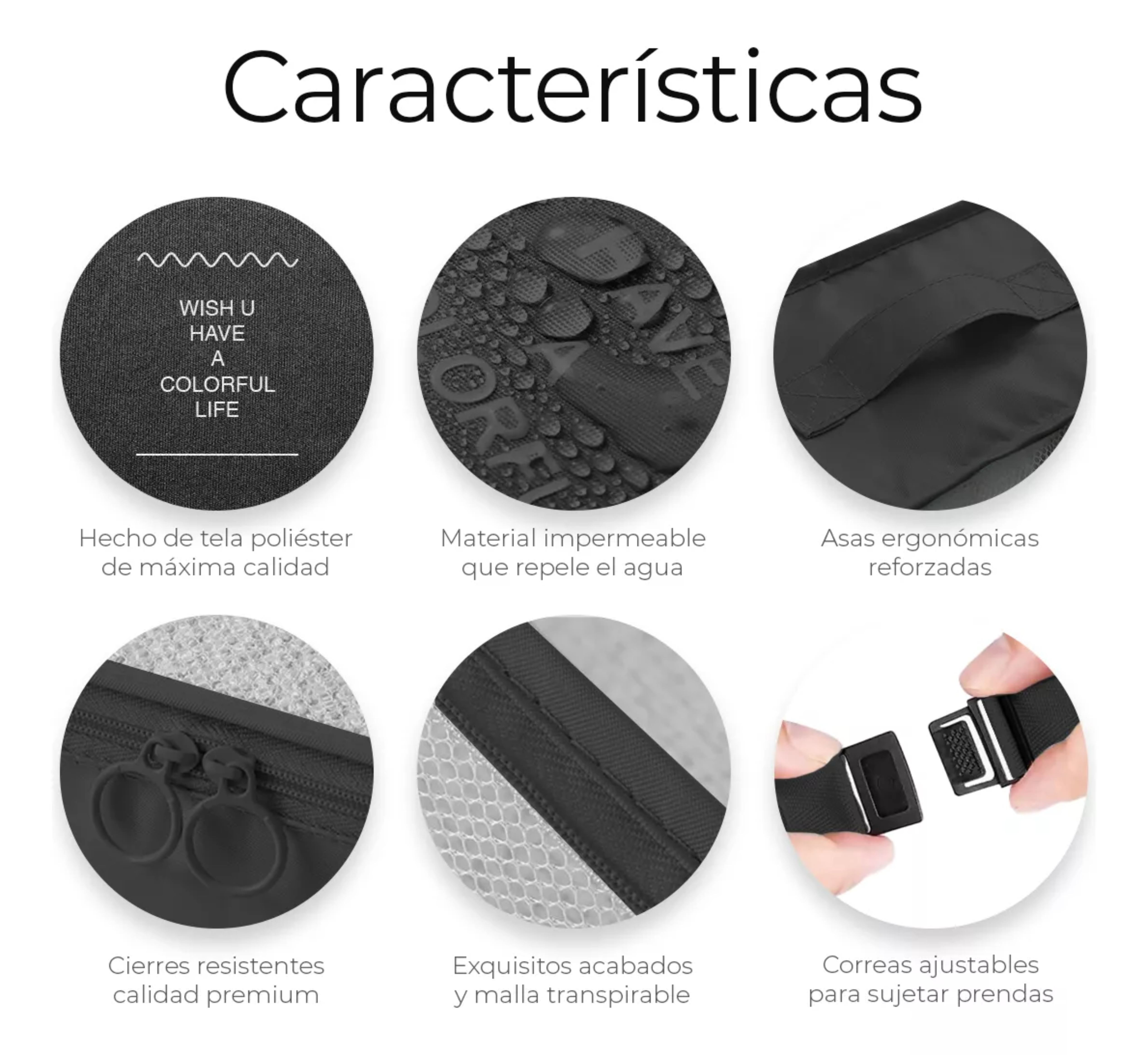  Organizadores De Maletas Para Viaje Raga Impermeable Set 8 Piezas Color Negro Marca Kwala.