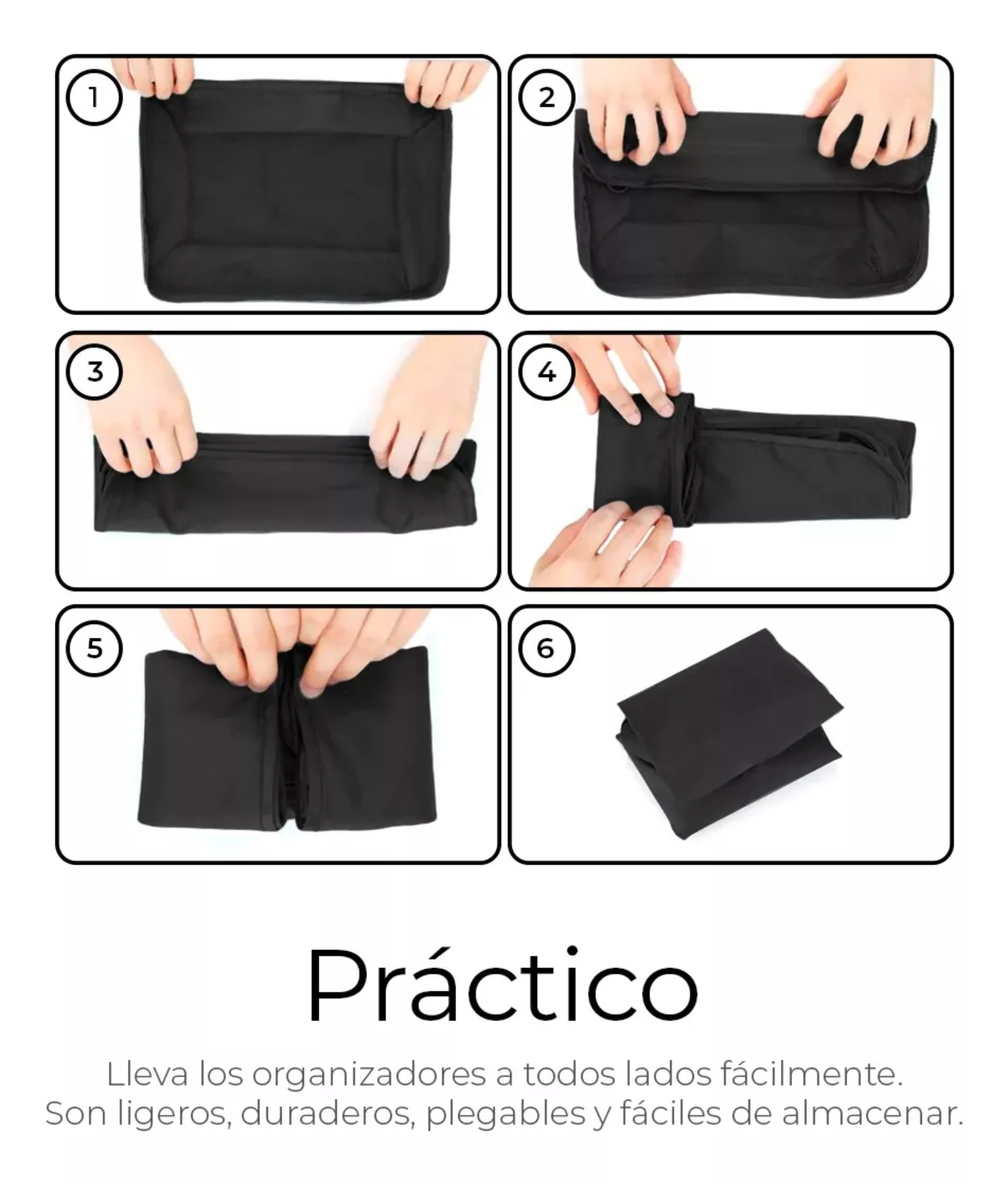 Organizadores De Maletas Para Viaje Raga Impermeable Set 8 Piezas Color Negro Marca Kwala.