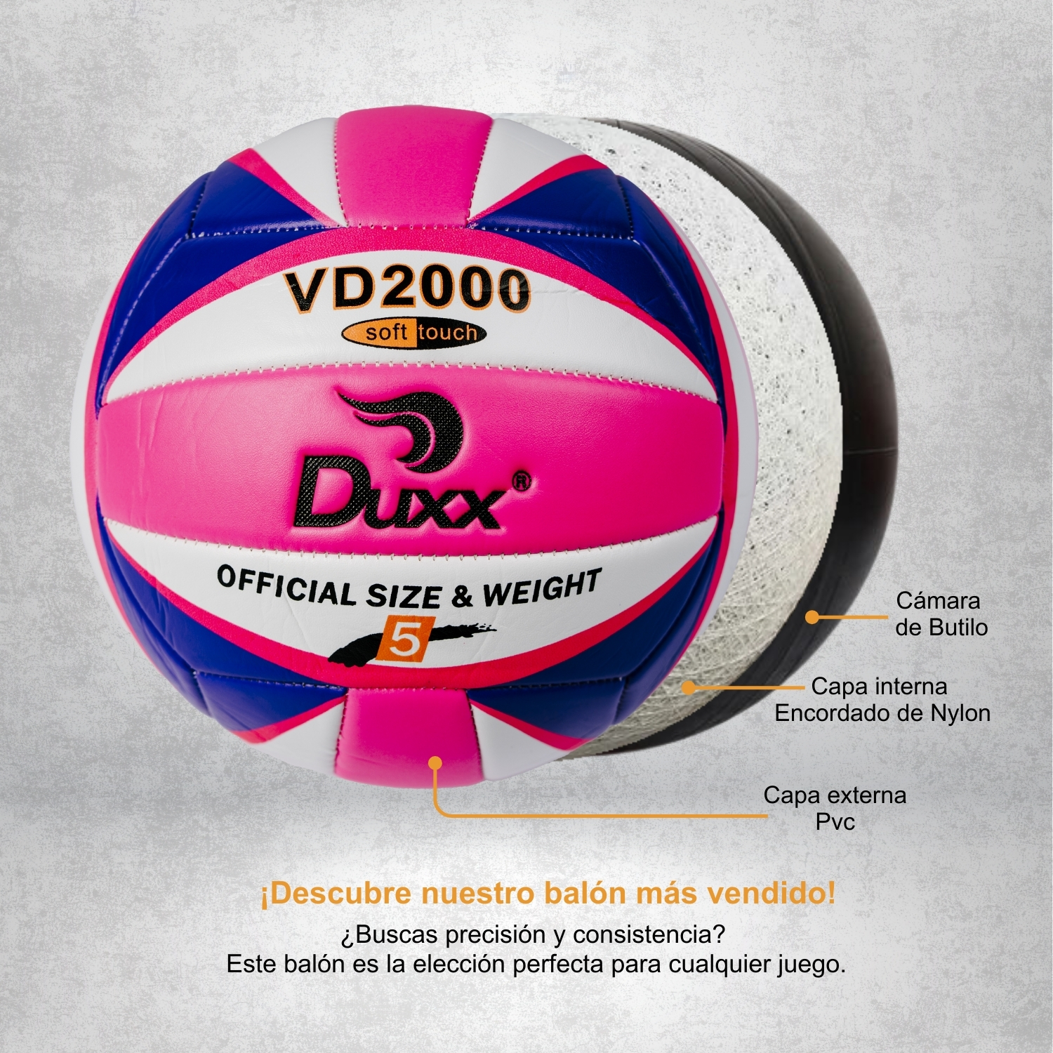 Balón Voleibol Duxx PVC #5 Rosa Morado