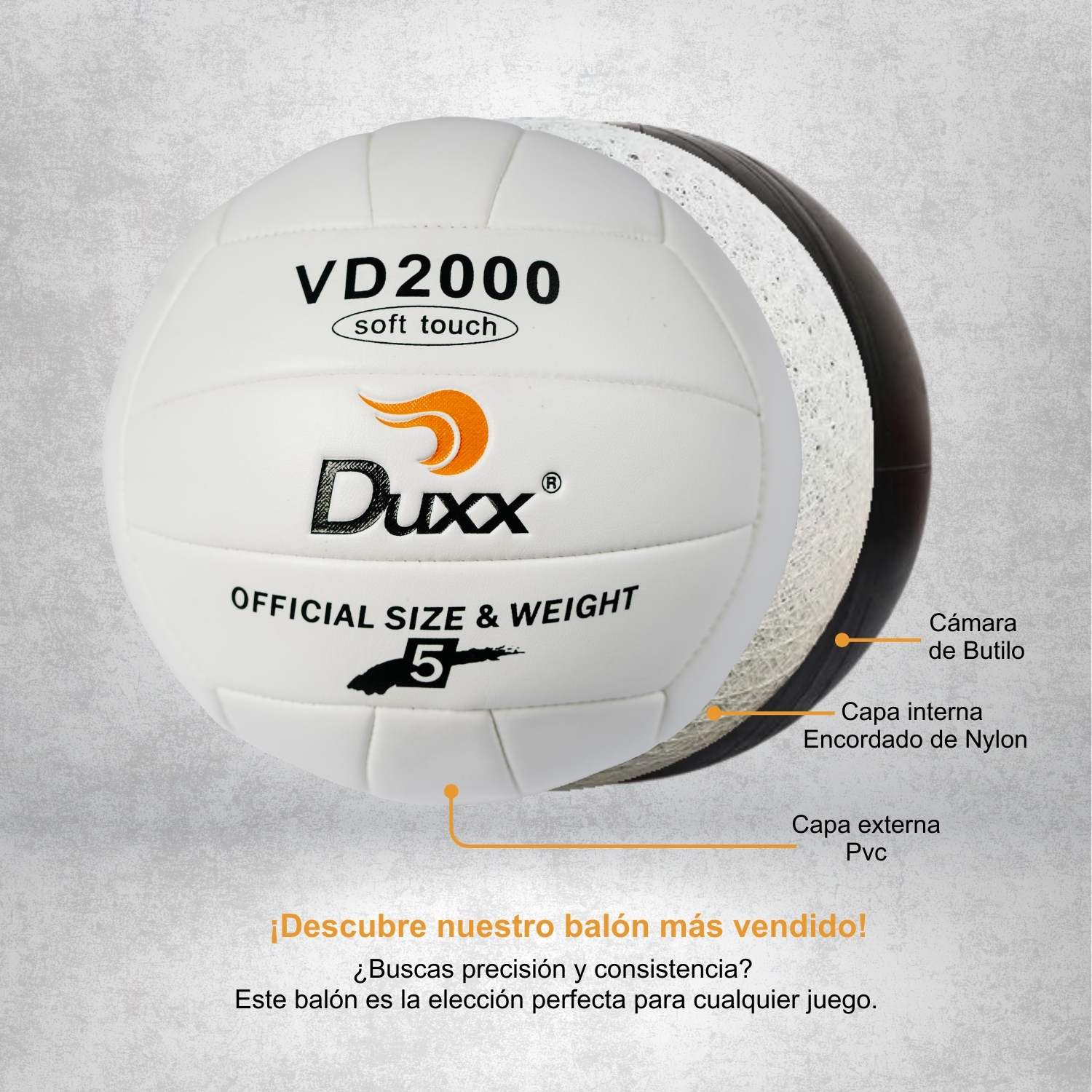Balón de Voleibol Duxx PVC #5 Blanco