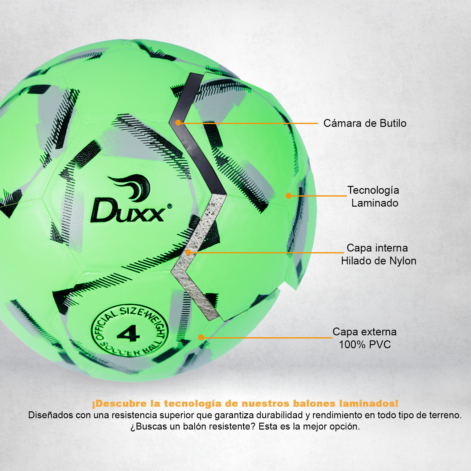 Balón de Fútbol Soccer Duxx Galactic Laminado #4 Verde