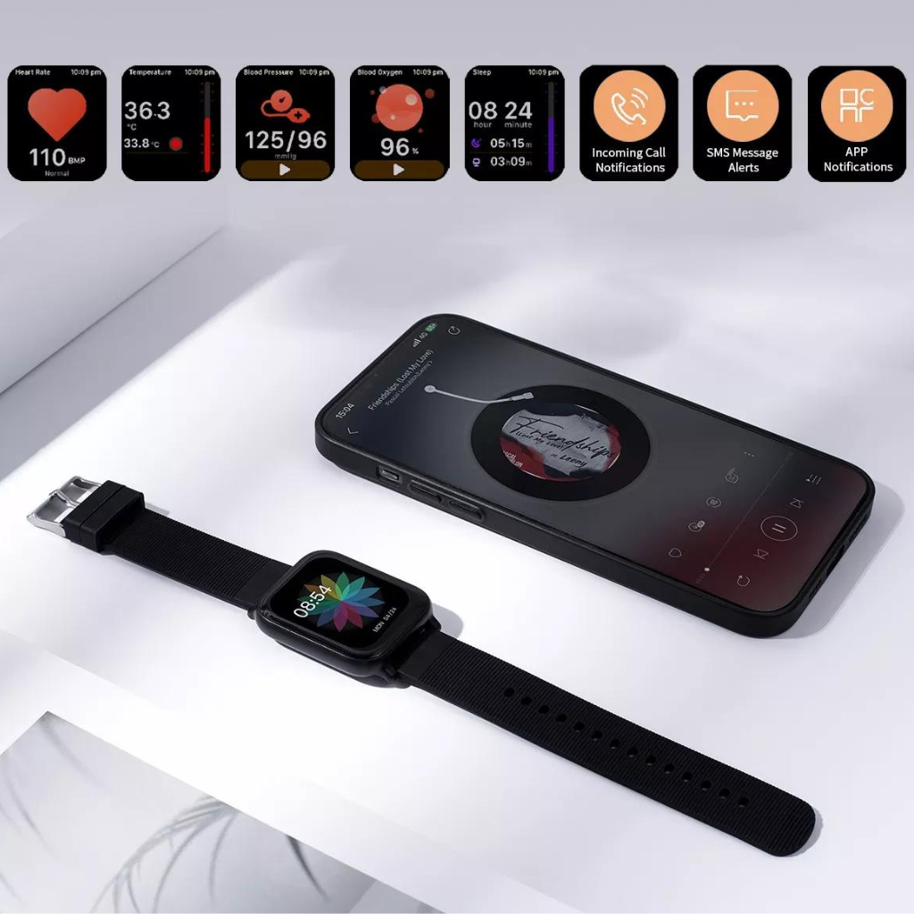 Combo de Audífonos Inalámbricos Bluetooth QCY H3, Diadema Plegables. NEGRO + Reloj inteligente 1More.