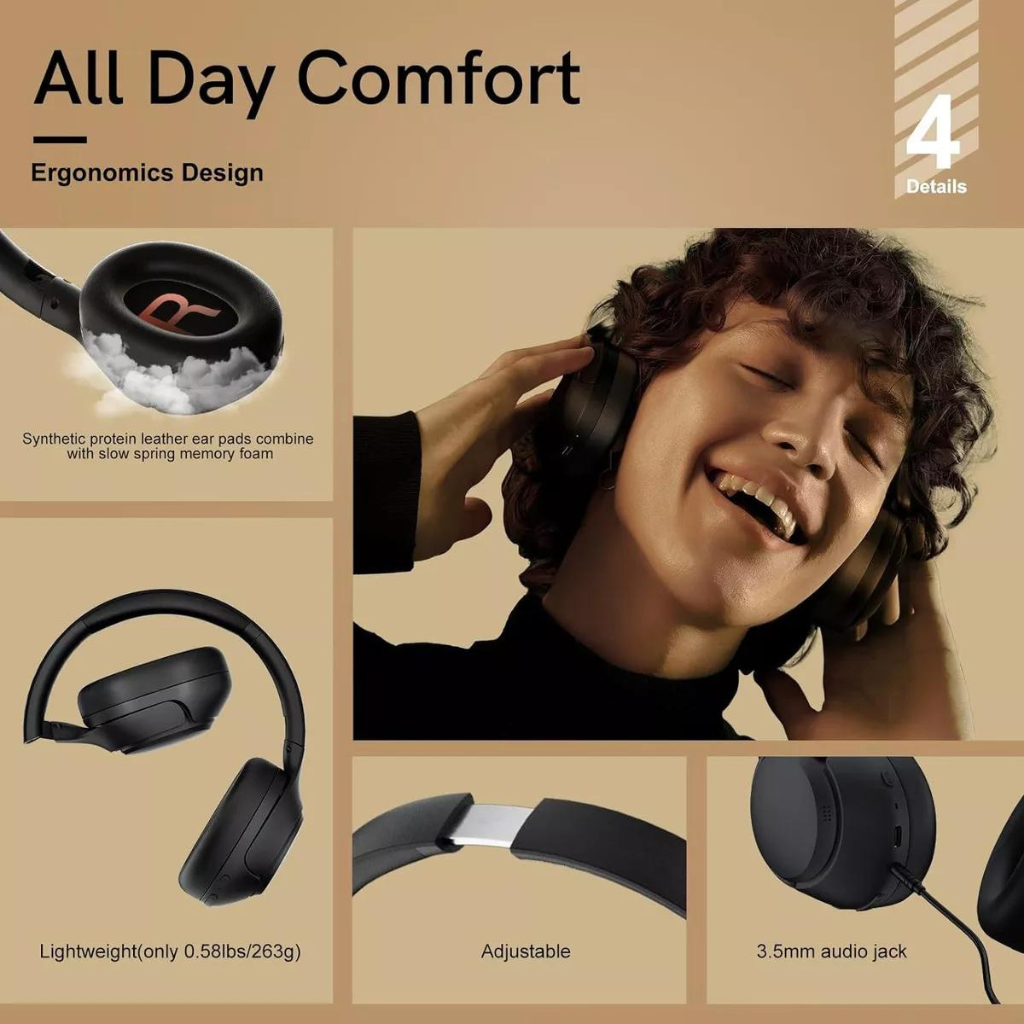 Combo de Audífonos Inalámbricos Bluetooth QCY H3, Diadema Plegables. NEGRO + Reloj inteligente 1More.