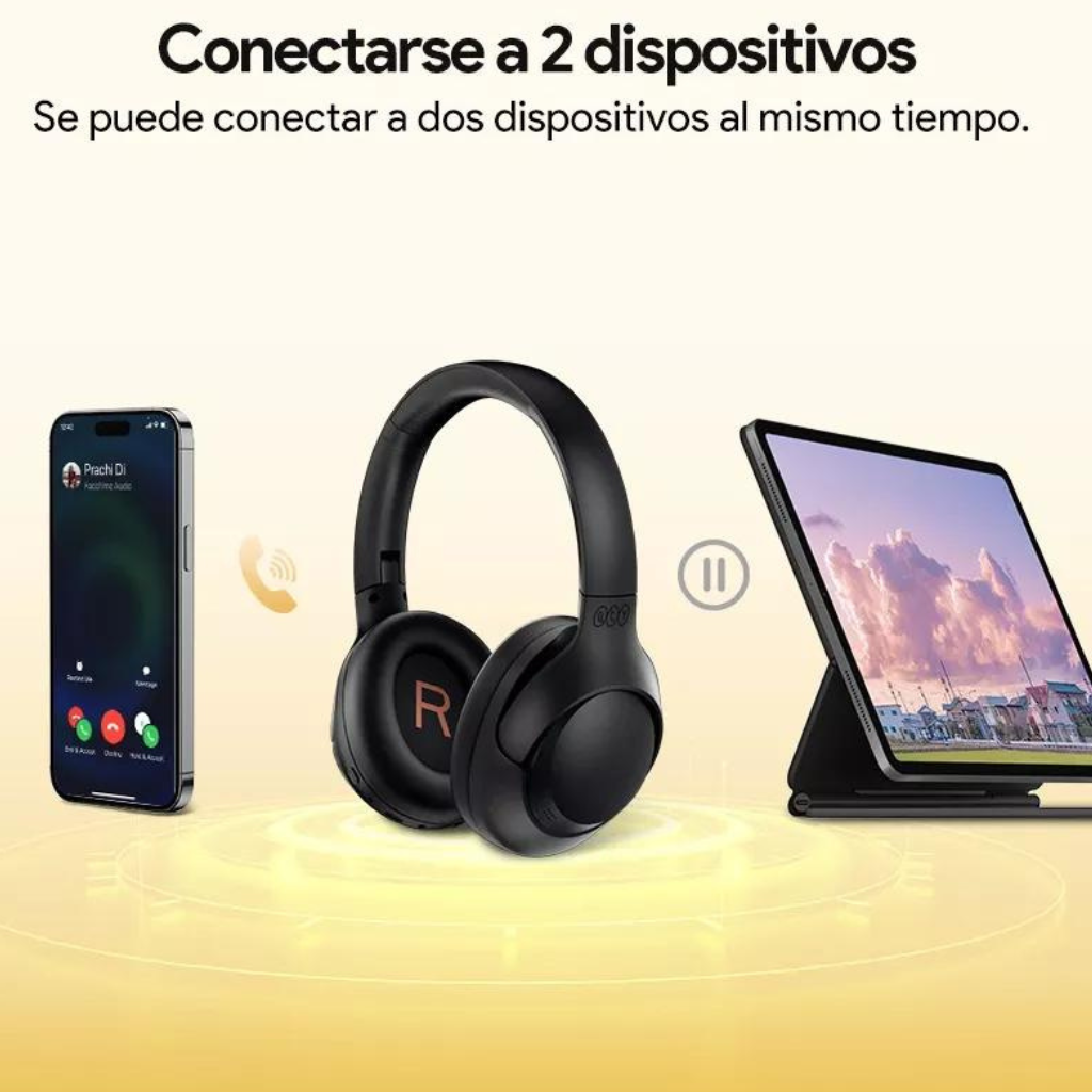Combo de Audífonos Inalámbricos Bluetooth QCY H3, Diadema Plegables. NEGRO + Reloj inteligente 1More.